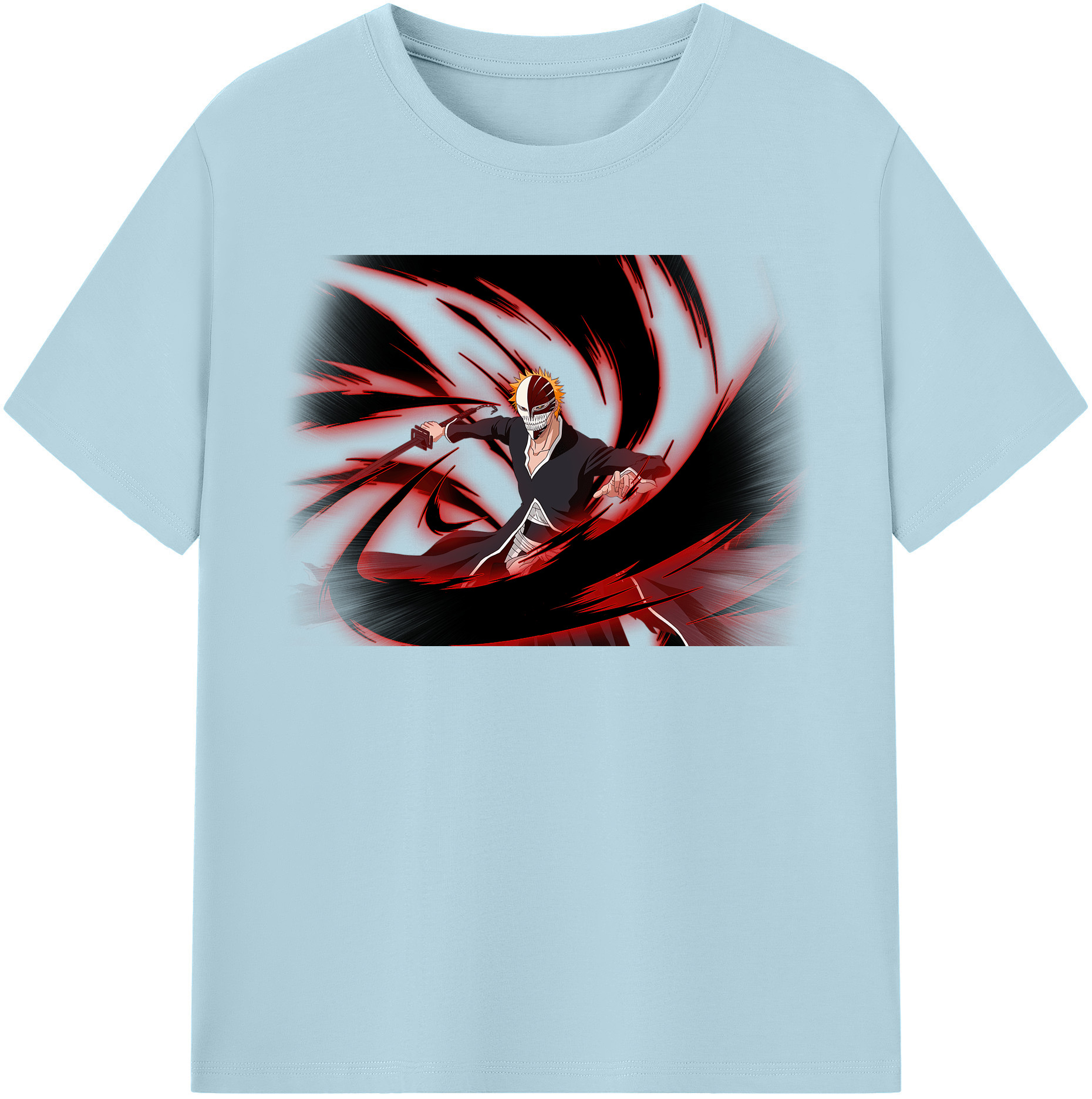 （画像用） ブリーチ 黒崎一護（くろさき いちご）BLEACH Kurosaki Ichigo 綿100％半袖Tシャツ（フロントプリント）
